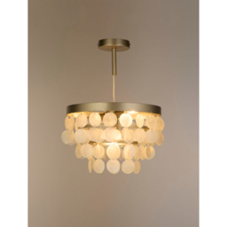 Searchlight Satin Silver Capiz Semi-Flush Chandelier