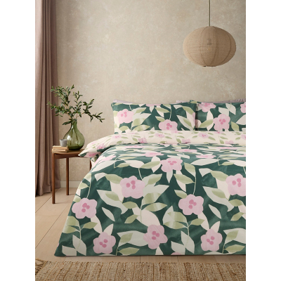 Green Paper Cut Leaves Reversible Duvet Set