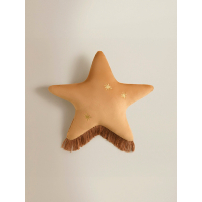 Tan Western Star Fringe Cushion