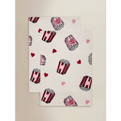 Red & Pink Popcorn Guest Towel - Set of 2