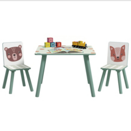 ZONEKIZ Green Woodland Kids Table and Chairs Set