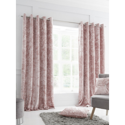 Catherine Lansfield Blush Crushed Velvet Eyelet Curtains