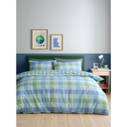 Fusion Blue Block Check Duvet Cover Set