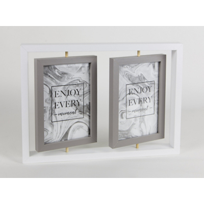 White Spinning 4 Aperture Photo Frame 6x4inch