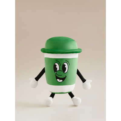 Green Takeaway Coffee Cup-Shaped Cushion