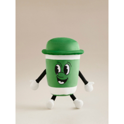 Green Takeaway Coffee Cup-Shaped Cushion