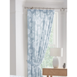 Dreams & Drapes Chrysanthemum Pencil Pleat Curtains in Blue