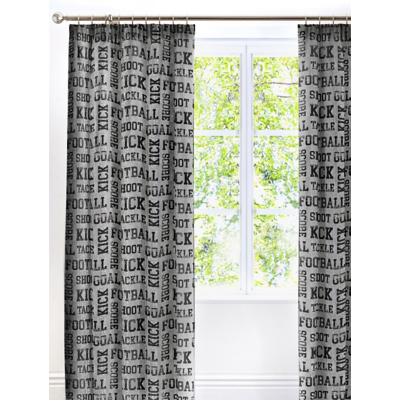 Bedlam Football Design Grey Kids Bedroom Curtains