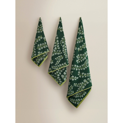 Green Trailing Leaves Cotton Towel Range