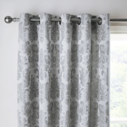 Catherine Lansfield Silver Damask Jacquard Eyelet Curtains