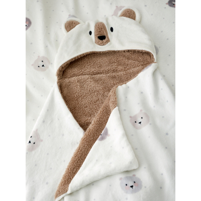 Catherine Lansfield Cosy Bear Fleece Hooded Blanket