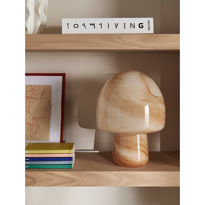 Natural Mushroom Glass Shade Table Lamp