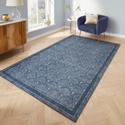 Catherine Lansfield Blue Deco Peacock Washable Rug