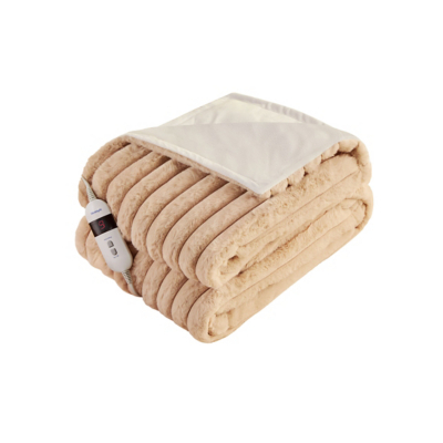 Silentnight Luxury Faux Fur Ribbed Heated Throw by George at ASDA