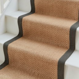 Think Rugs Portland Jute Charcoal Border Stair Runner
