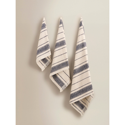 Navy Ladder Stripe Cotton Towel Range