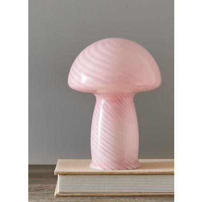 Pink Swirl Glass Mushroom Lamp