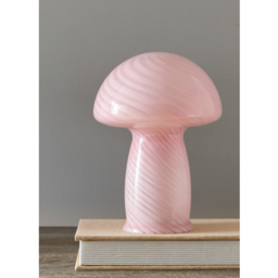 Pink Swirl Glass Mushroom Lamp