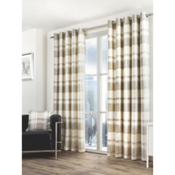 Fusion Balmoral Check 100% Cotton Natural Eyelet Curtains
