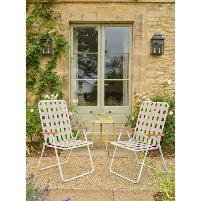 Green and Purple Webbed Folding Lawn Chair - Set of 2