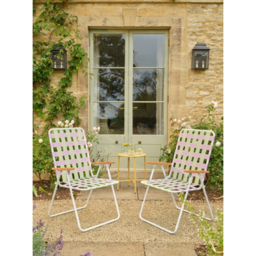 Green and Purple Webbed Folding Lawn Chair - Set of 2