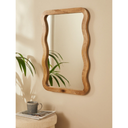 Natural Brown Wavy Wood Mirror