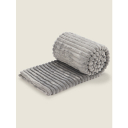 Grey Ribbed Super Soft Throw - 150cm x 120cm