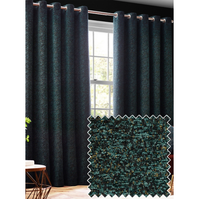 Paoletti Emerald Galaxy Chenille Eyelet Curtains