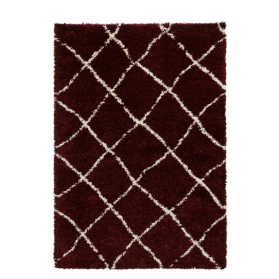 Think Rugs Maroon Scandi Berber Style Shaggy Rug
