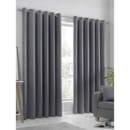 Fusion Strata Thermal Dim-Out Eyelet Curtains in Charcoal