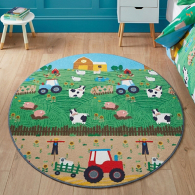 Catherine Lansfield Kids Rug Farmyard Animals 133x133cm