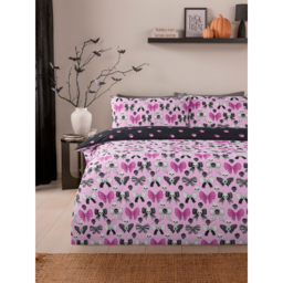 Black and Pink Spooky Bows Reversible Duvet Set