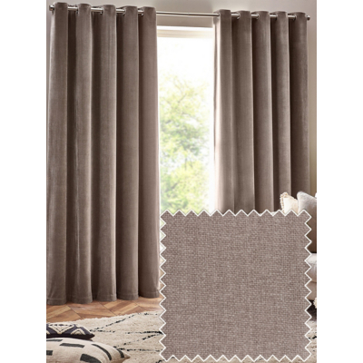 Yard Grey Heavy Chenille Velvet Eyelet Curtains