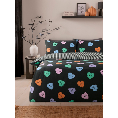 Black Halloween Hearts Reversible Duvet Set