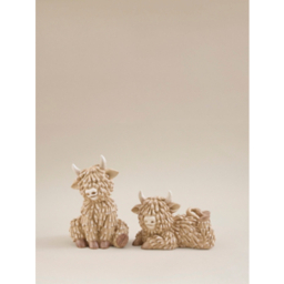 Brown Highland Cow Ornament - Set of 2