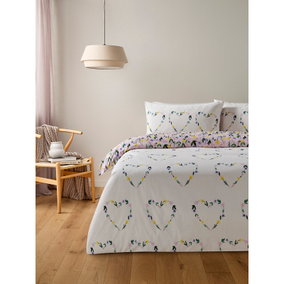 Floral Love Heart Reversible Duvet Set