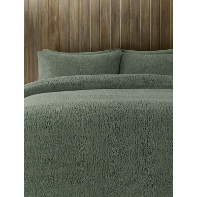 Light Green Plain Teddy Finish Duvet Set