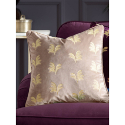 Paoletti Mink Gilded Palms Embroidered Cushion