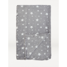 Grey Star Print Fleece Blanket - 150cm x 120cm