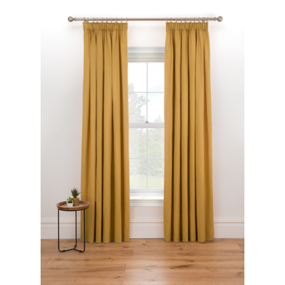 Ochre Pencil Pleat Lined Curtains