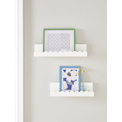 White Scalloped Wall Shelf - Set of 2