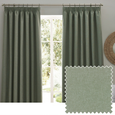 Furn Eucalyptus Dawn Blackout Pencil Pleat Curtains