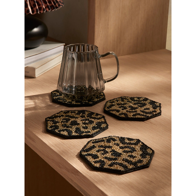 Leopard Print Animal Beaded Coasters