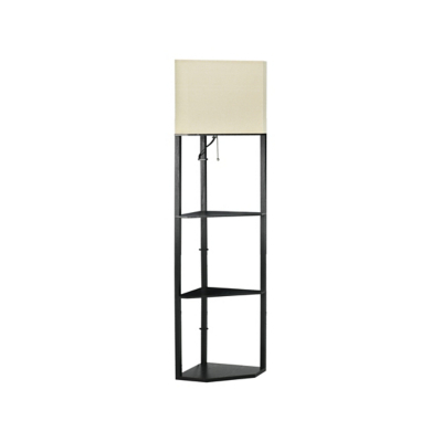 HOMCOM Black Corner Floor Lamp with Shelves