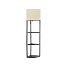 HOMCOM Black Corner Floor Lamp with Shelves