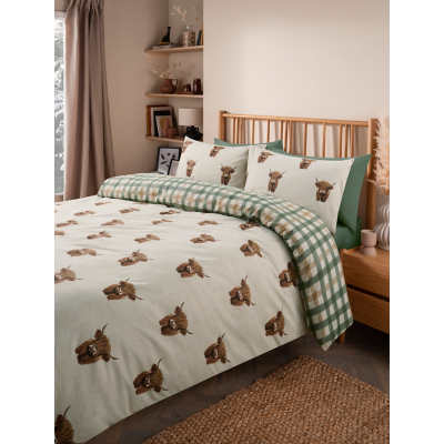 Brushed Cotton Highland Cow Reversible Duvet Set