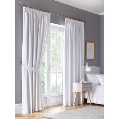 Fusion White Dijon Pencil Pleat Curtains