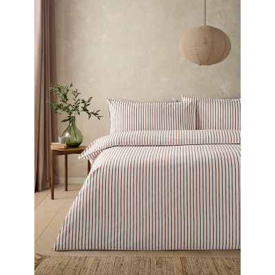 Chocolate Mini Stripe Relaxed Washed Cotton Duvet Set