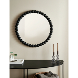 Black Round Bobbin Edge Mirror