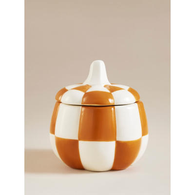 Orange Checkerboard Pumpkin Candle